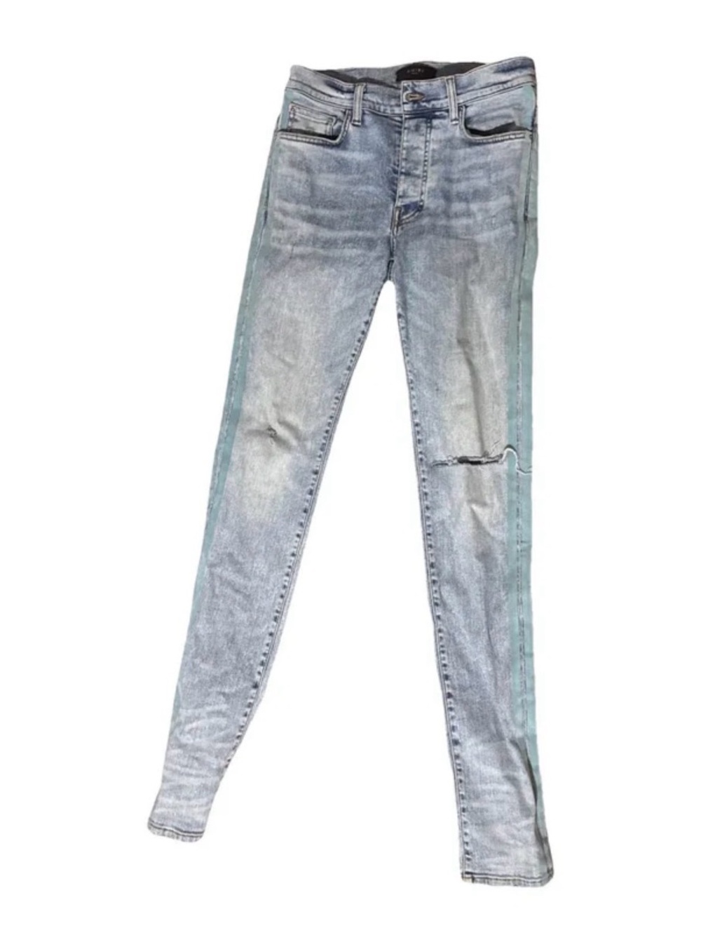 AMIRI Light Wash Skinny Jeans with Side Stripe